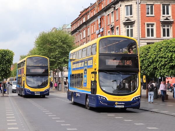 buses on a city street public transport fares in Ireland