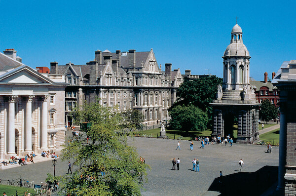 buildings in a city explore Trinity College